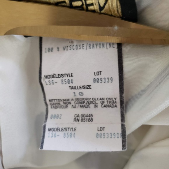 Louben Midi Shift Dress Size 10 Cream/Black Sleeveless Floral Crepe Lined - Picture 8 of 11